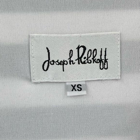 Joseph Ribkoff Sleeveless Fit & Flare Dress Stretch Soft Stripe XS Black Yellow - Picture 4 of 4